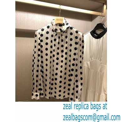 miu miu black dots silk shirt 2023
