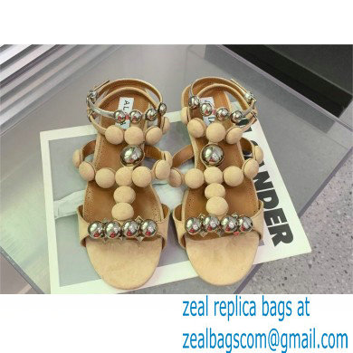 Alaia Bombe Bijou suede sandals nude 2023 - Click Image to Close