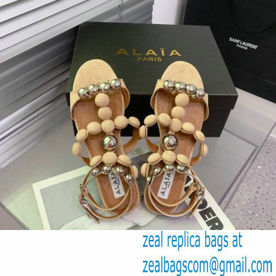 Alaia Bombe Bijou suede sandals nude 2023