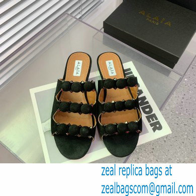 Alaia Bombe suede slides black 2023