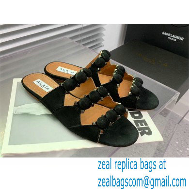 Alaia Bombe suede slides black 2023 - Click Image to Close