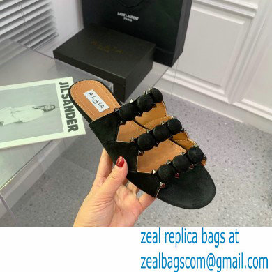 Alaia Bombe suede slides black 2023 - Click Image to Close