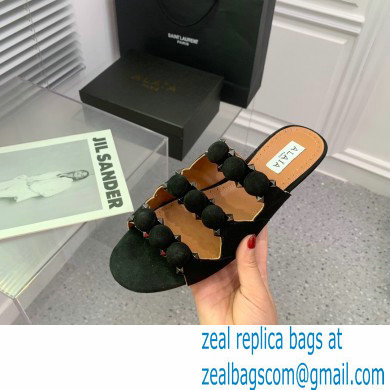 Alaia Bombe suede slides black 2023 - Click Image to Close