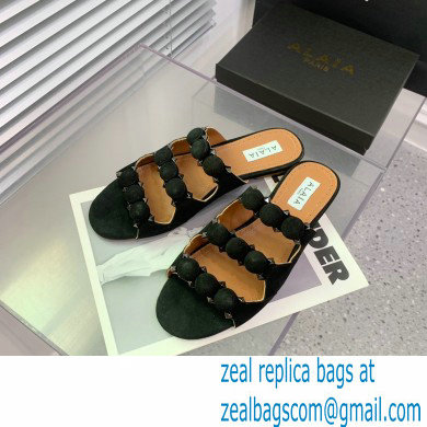 Alaia Bombe suede slides black 2023 - Click Image to Close