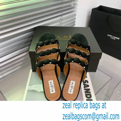 Alaia Bombe suede slides black 2023