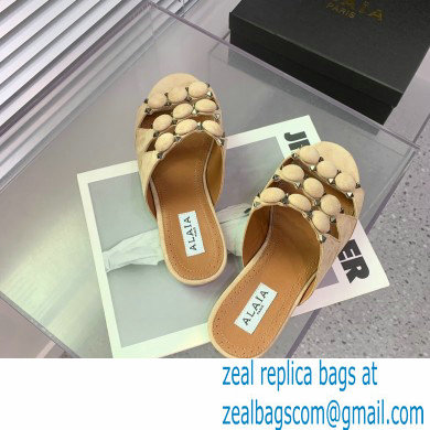 Alaia Bombe suede slides nude 2023 - Click Image to Close