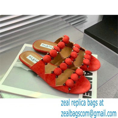 Alaia Bombe suede slides red 2023 - Click Image to Close