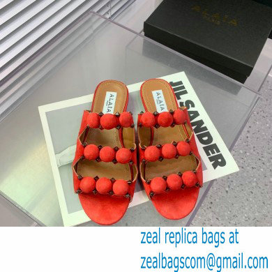 Alaia Bombe suede slides red 2023 - Click Image to Close