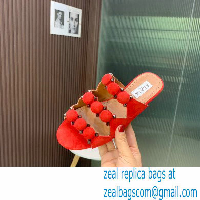 Alaia Bombe suede slides red 2023 - Click Image to Close