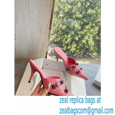 Balenciaga Heel 9cm Cagole Pointed Toe Mules in Arena lambskin Pink 2023 - Click Image to Close