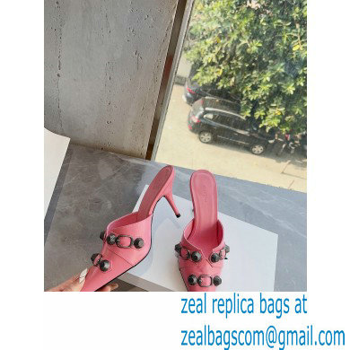Balenciaga Heel 9cm Cagole Pointed Toe Mules in Arena lambskin Pink 2023