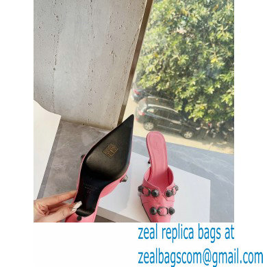 Balenciaga Heel 9cm Cagole Pointed Toe Mules in Arena lambskin Pink 2023 - Click Image to Close