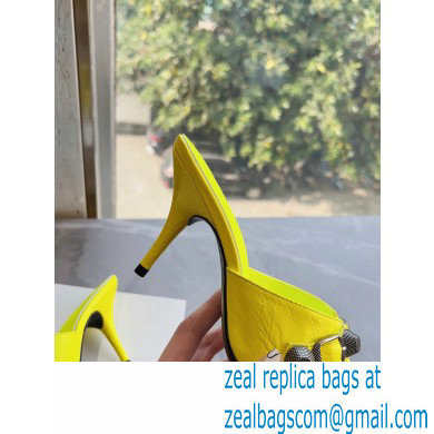 Balenciaga Heel 9cm Cagole Pointed Toe Mules in Arena lambskin Yellow 2023 - Click Image to Close