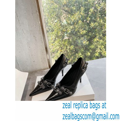 Balenciaga Heel 9cm Cagole Pumps in Arena lambskin Black 2023