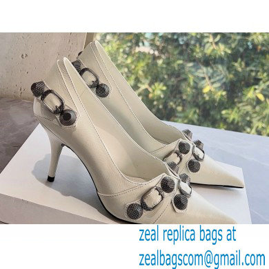 Balenciaga Heel 9cm Cagole Pumps in Arena lambskin White 2023