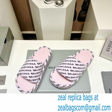 Balenciaga all-over logo-print platform slides Sandals Pink 2023