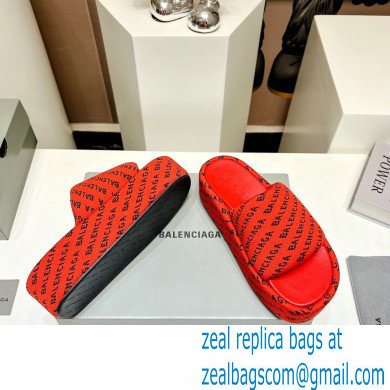 Balenciaga all-over logo-print platform slides Sandals Red 2023