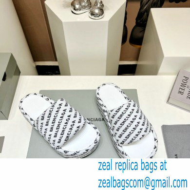 Balenciaga all-over logo-print platform slides Sandals White 2023