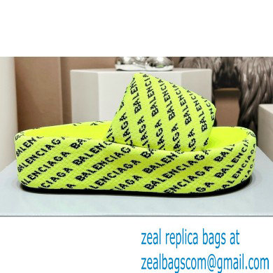 Balenciaga all-over logo-print platform slides Sandals Yellow 2023