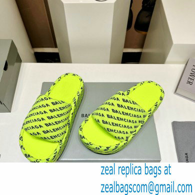 Balenciaga all-over logo-print platform slides Sandals Yellow 2023