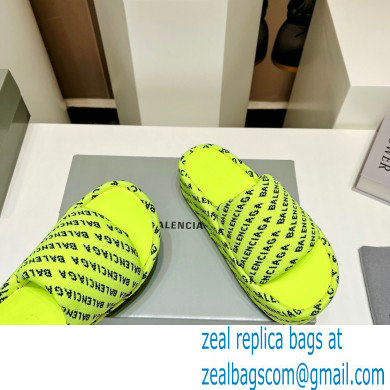 Balenciaga all-over logo-print platform slides Sandals Yellow 2023