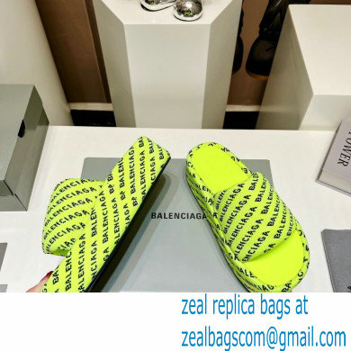 Balenciaga all-over logo-print platform slides Sandals Yellow 2023