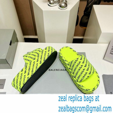 Balenciaga all-over logo-print platform slides Sandals Yellow 2023