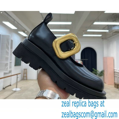 Bottega Veneta Brushed leather Lug Mary-Jane flats Black 2023 - Click Image to Close