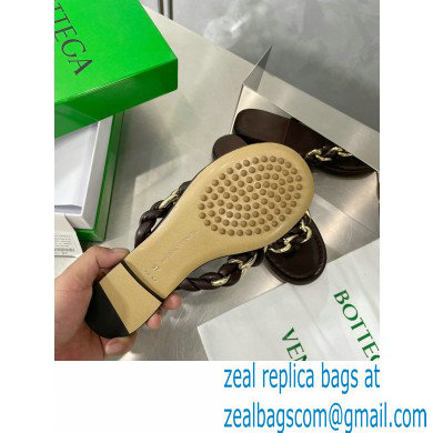 Bottega Veneta Dot Chain-braided leather flat sandals Coffee 2023 - Click Image to Close