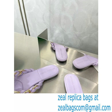 Bottega Veneta Dot Chain-braided leather flat sandals Lilac 2023