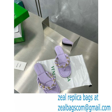 Bottega Veneta Dot Chain-braided leather flat sandals Lilac 2023