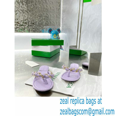 Bottega Veneta Dot Chain-braided leather flat sandals Lilac 2023 - Click Image to Close