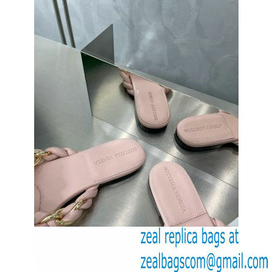 Bottega Veneta Dot Chain-braided leather flat sandals Nude Pink 2023 - Click Image to Close