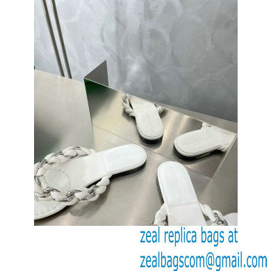 Bottega Veneta Dot Chain-braided leather flat sandals White 2023