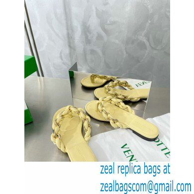Bottega Veneta Dot Chain-braided leather flat sandals Yellow 2023