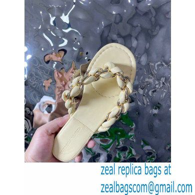 Bottega Veneta Dot Chain-braided leather flat sandals Yellow 2023