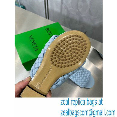 Bottega Veneta Dot Wave Intreccio pleated leather flat sandals Blue 2023