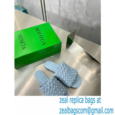 Bottega Veneta Dot Wave Intreccio pleated leather flat sandals Blue 2023 - Click Image to Close