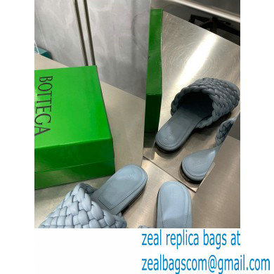 Bottega Veneta Dot Wave Intreccio pleated leather flat sandals Blue 2023 - Click Image to Close