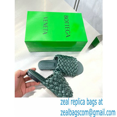 Bottega Veneta Dot Wave Intreccio pleated leather flat sandals Green 2023 - Click Image to Close