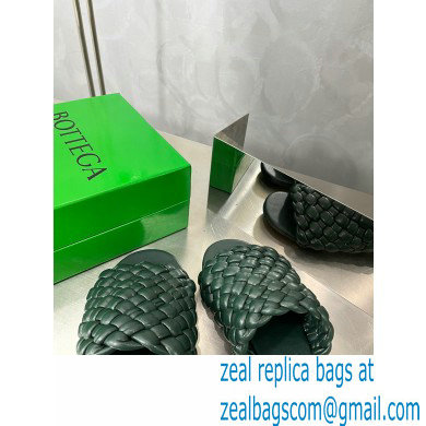 Bottega Veneta Dot Wave Intreccio pleated leather flat sandals Green 2023