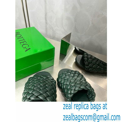 Bottega Veneta Dot Wave Intreccio pleated leather flat sandals Green 2023 - Click Image to Close