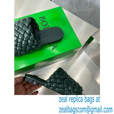 Bottega Veneta Dot Wave Intreccio pleated leather flat sandals Green 2023 - Click Image to Close