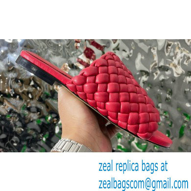 Bottega Veneta Dot Wave Intreccio pleated leather flat sandals Red 2023