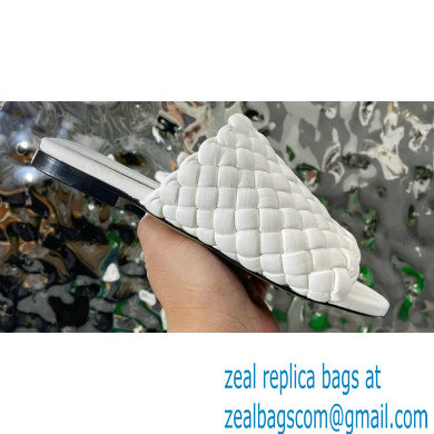Bottega Veneta Dot Wave Intreccio pleated leather flat sandals White 2023