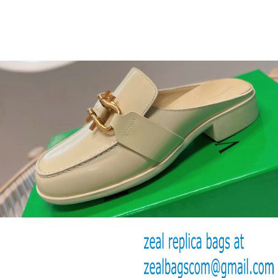 Bottega Veneta Open-back glossy leather Monsieur loafers Beige 2023