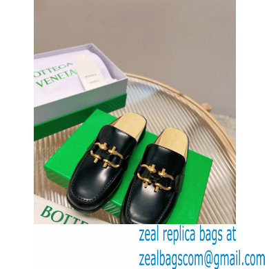 Bottega Veneta Open-back glossy leather Monsieur loafers Black 2023