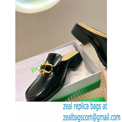 Bottega Veneta Open-back glossy leather Monsieur loafers Black 2023