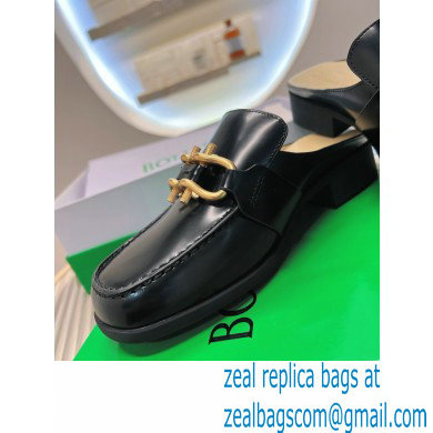 Bottega Veneta Open-back glossy leather Monsieur loafers Black 2023