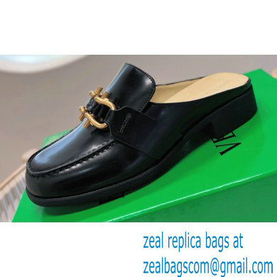 Bottega Veneta Open-back glossy leather Monsieur loafers Black 2023